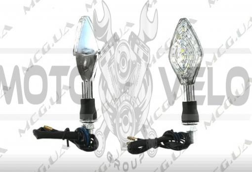Поворот светодиодный, лодочка   (15 LED, хром, белое стекло)   JS