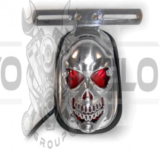 Стоп-сигнал (в сборе)   универсальный SKULL  (хром, вольфрамовая лампа)   DVK