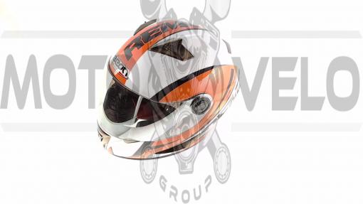 Шлем-интеграл   (mod:B-500) (size:XL, бело-оранжево-красный)   BEON