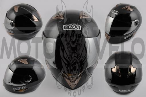 Шлем-интеграл (mod:B-500) (size:L, черный, зеркальный визор) BEON