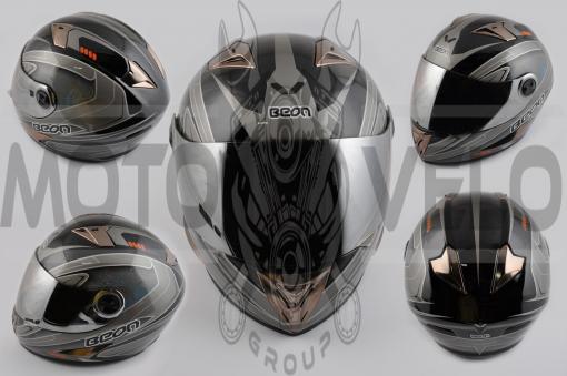 Шлем-интеграл (mod:B-500) (size:XL, черный, зеркальный визор, X-CELERATE) BEON