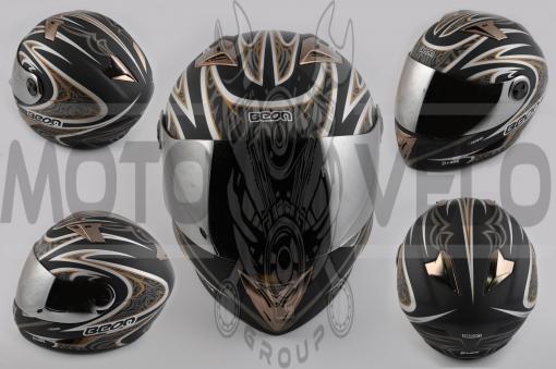 Шлем-интеграл (mod:В-500) (size:XL, черный матовый, зеркальный визор, BLADE) BEON