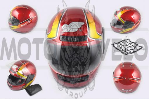 Шлем-интеграл (mod:101) (size:XL, красно-желтый, воротник, багажник) KAVIR