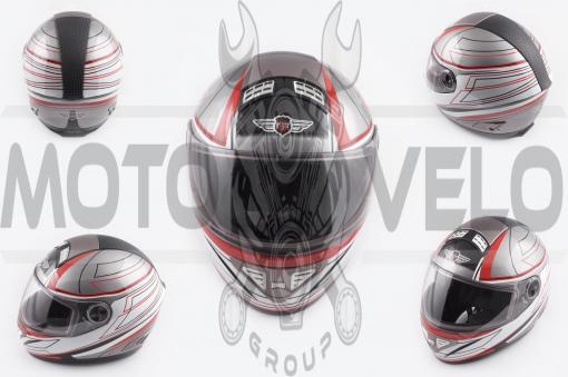 Шлем-интеграл (mod:550) (premium class) (size:L, серо-красный) KOJI