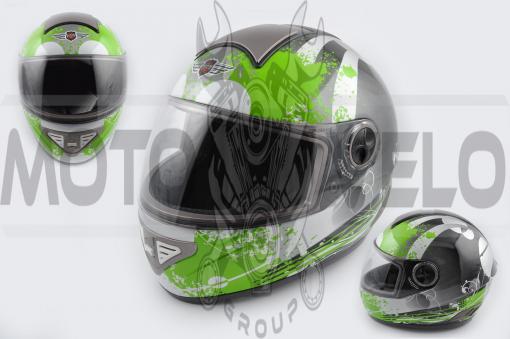 Шлем-интеграл (mod:550) (premium class) (size:XL, черно-зеленый) Ш113 KOJI