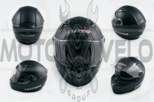 Шлем-интеграл (mod:385/396) (size:XXL, черный матовый, солнцезащитные очки) LS-2