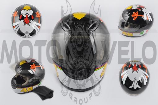 Шлем-интеграл (mod:012) (size:XXL, черный, воротник, CRAZY CHICKEN) YOUAI