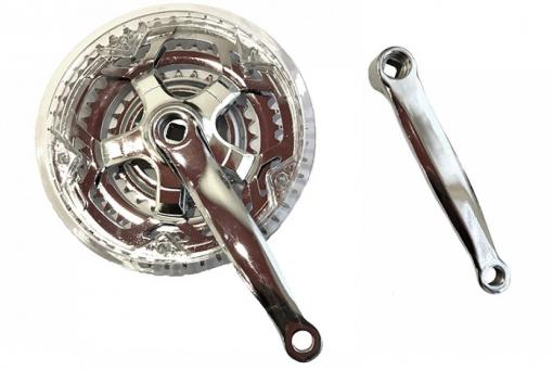 Шатун система горная,стальная 3 зв. 28-38-48Т (L-170mm), цвет:хром