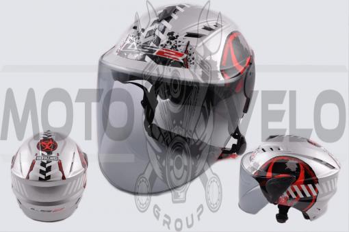Шлем открытый (mod:100) (аэроформа, черный визор) (size:L, BIOHAZARD) LS2