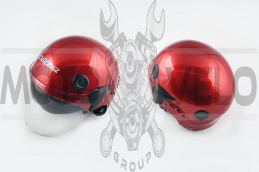 Шлем открытый (mod:101) (классическая форма, прозрачный визор) (size:XL, красный) LS2