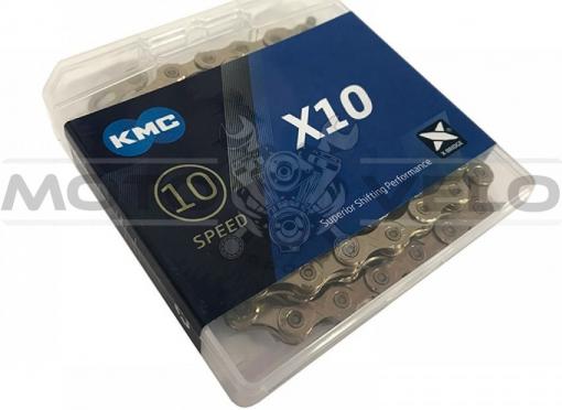 Цепь горная КМС Х10 1/2'x11/128 (gold/gold с замком, 10 скоростей, 116 звеньев)