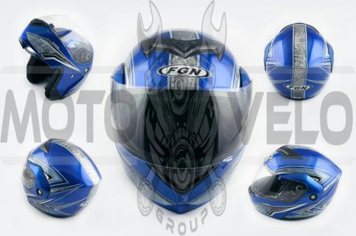 Шлем трансформер (mod:J) (size:L, синий с узором) FGN