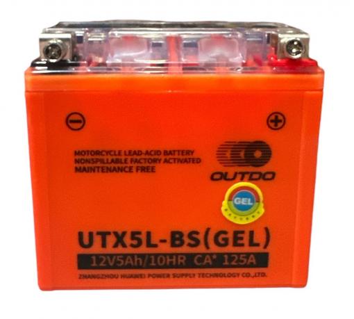 АКБ YTX5L-BS 12V5A (GEL) низкий оранж OUTDO 113*70*107