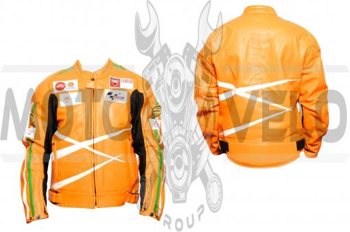 Мотокуртка DAQINESE (кожзам) (size:XXXL, оранжевая, mod:3)