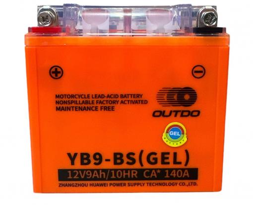 АКБ 12V9А YB9-BS МОТО МТ ИЖ оранж OUTDO (GEL) 137x76x134