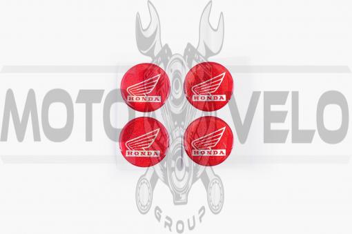 Наклейка логотип (mod:Honda d-3см, 4шт, силикон, красная) (#4280)
